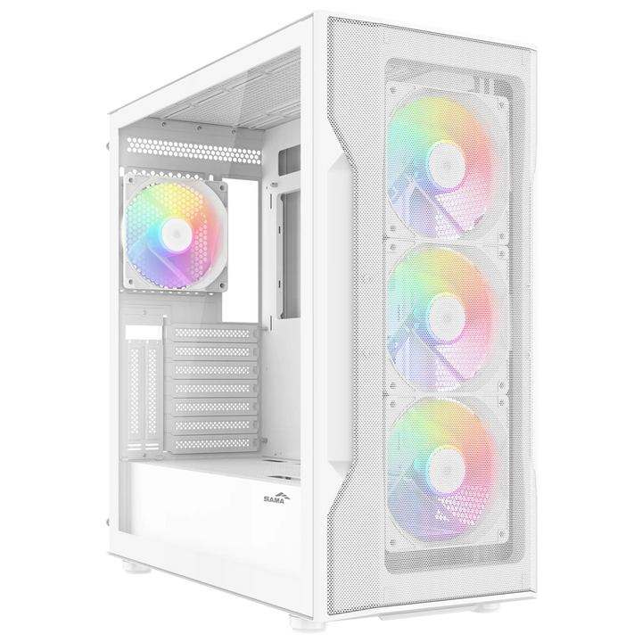 SAMA S40 White Tower | AMD Ryzen 7 5700 | 32 GB | 1 TB NVMe | RTX 5060 8 GB ( uusi) | Win 11 Home