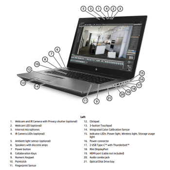 HP Zbook 17 G6 - i7-9850H/32/512/17/FHD/RTX3000/W11P/B1